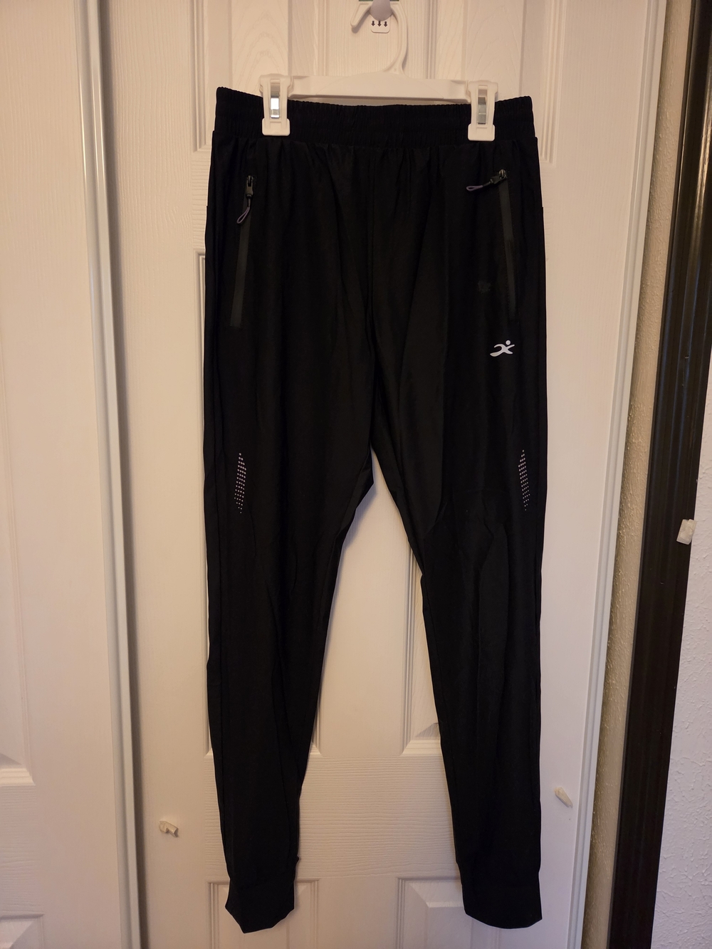 Black Athletic Track Pants with Reflective Accents